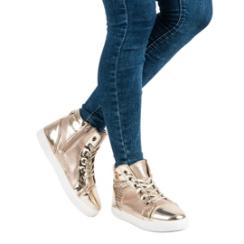 Lackade sneakers ovanför ankeln gul 2