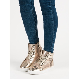 Lackade sneakers ovanför ankeln gul 1