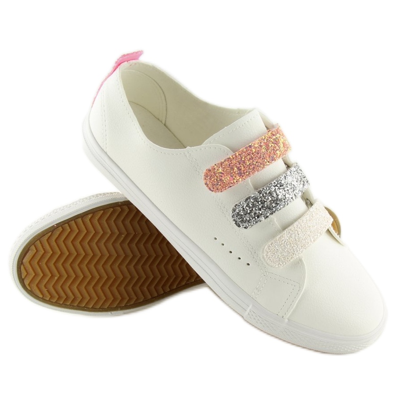 Vita damsneakers BM1978 vita grå gul 2