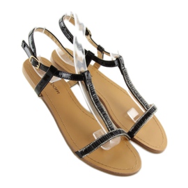 Sandaler med svarta cubic zirconias SY644 svart 1