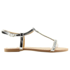 Silver sandaler med cubic zirconia SY644 silver grå 2