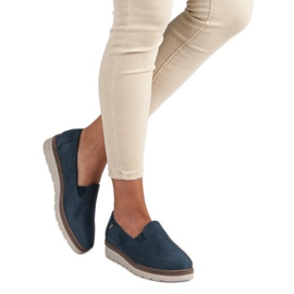 Slip on vinceza-skor i mocka blå 2