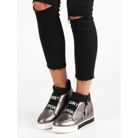 Grafit sneakers med dragkedja brun grå 1