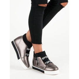 Grafit sneakers med dragkedja brun grå 2