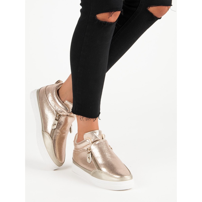 Lgm Gyllene sneakers med dragkedja 1