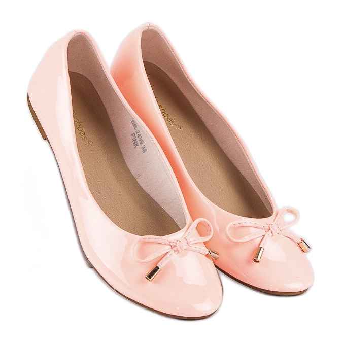 Ideal Shoes Lackade rosa ballerinor 1
