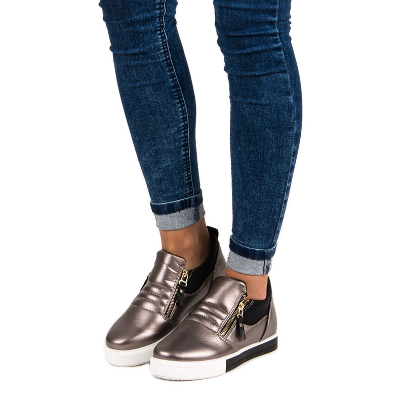 Grafit sneakers med dragkedja grå 1