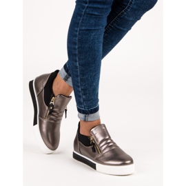 Grafit sneakers med dragkedja grå 2