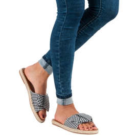 Seastar Rutiga svarta tofflor vit 2