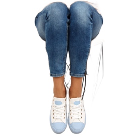 Sneakers på ett färgat gummi W-3051 Blå vit 1