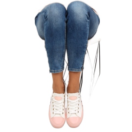 Sneakers på ett färgat gummi W-3051 Vit 1