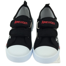 American Club Barnskor sneakers med den amerikanska flaggan kardborre svart vit grå röd 4
