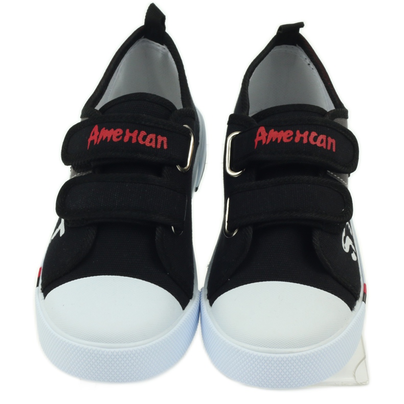 American Club Barnskor sneakers med den amerikanska flaggan kardborre svart vit grå röd 4