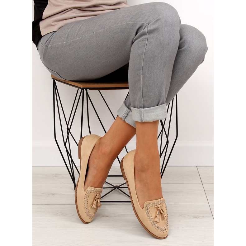 Mockasiner med trimmade tår SK28P Beige 2