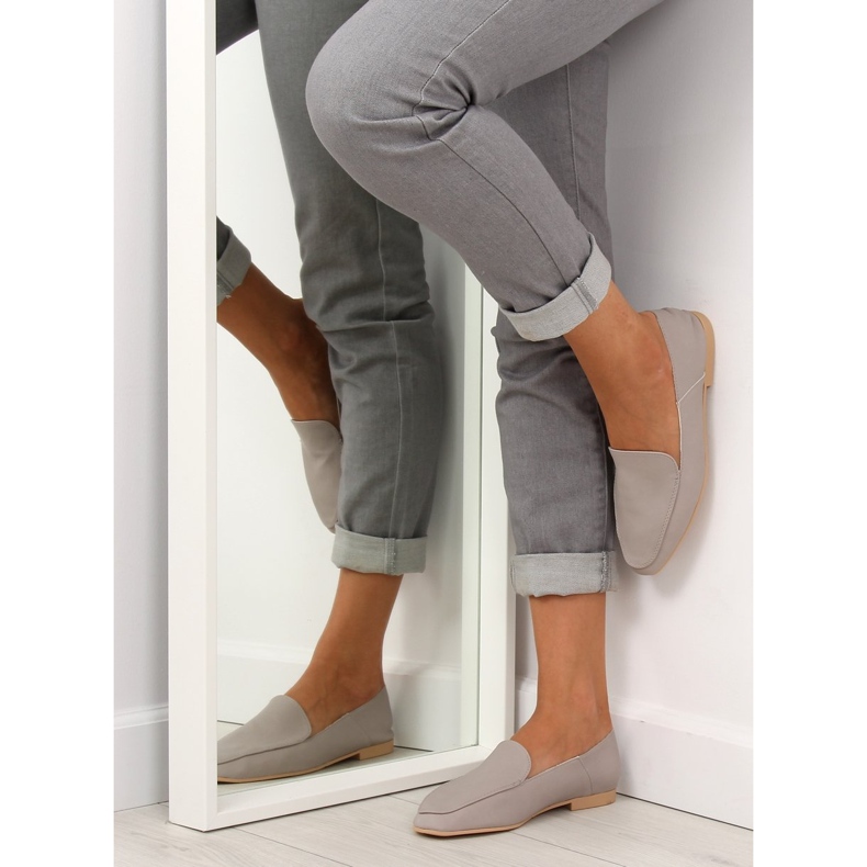 Mjuka loafers som kalvskinn 1182 grå 1