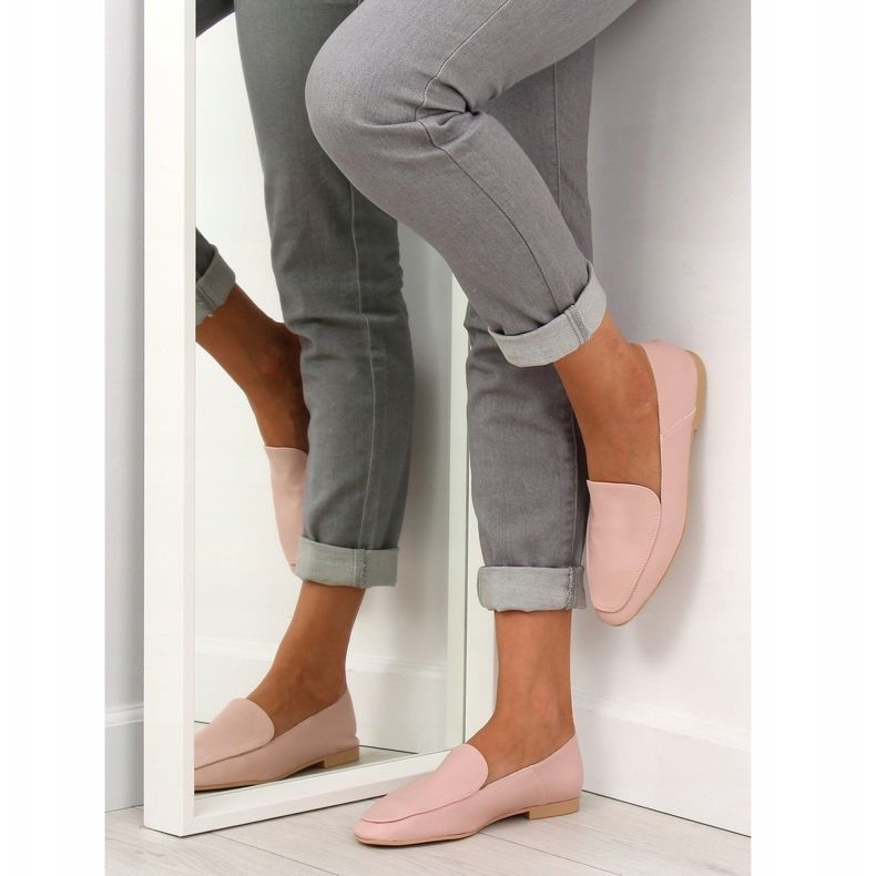 Mjuka loafers som kalvskinn 1182 Pink rosa 1
