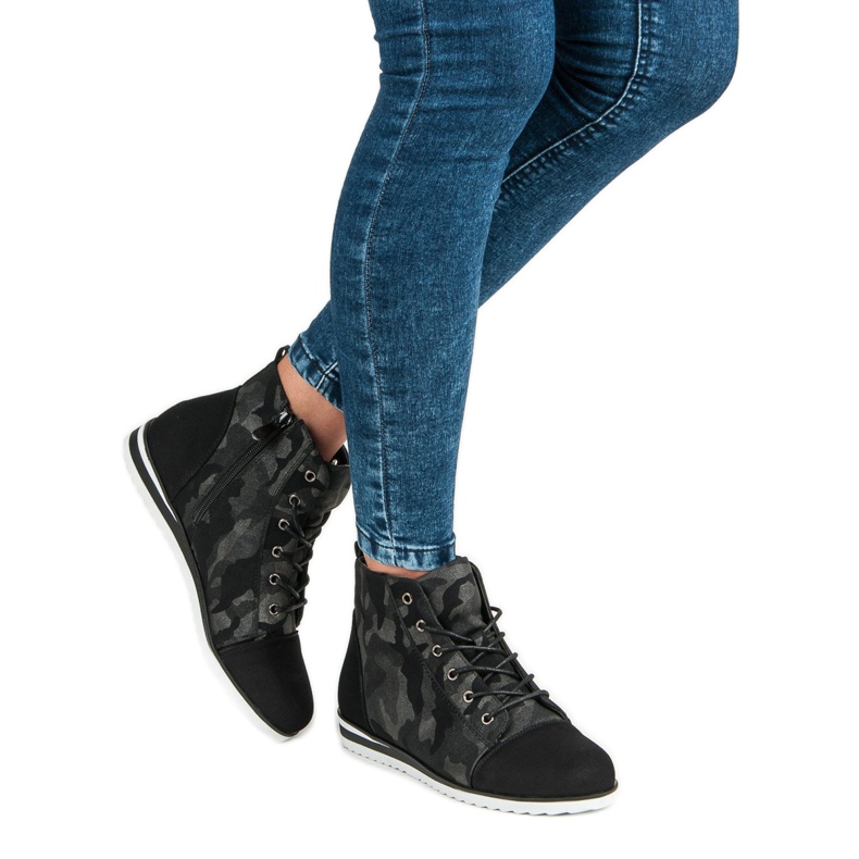 Vinceza Camo sneakers ovanför ankeln svart 1