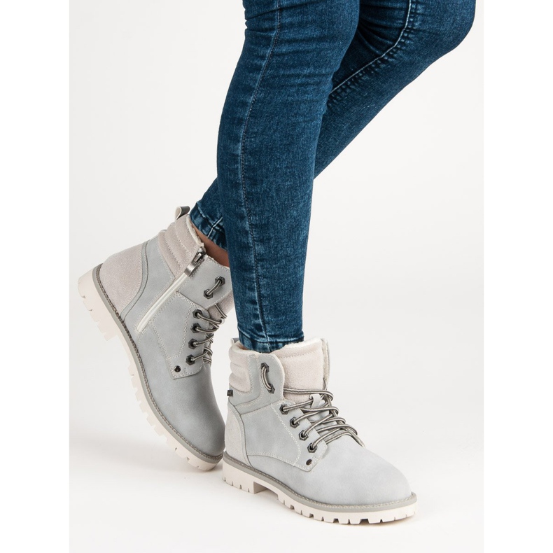 Filippo Snygga stövlar med fårskinnsrock grå 2