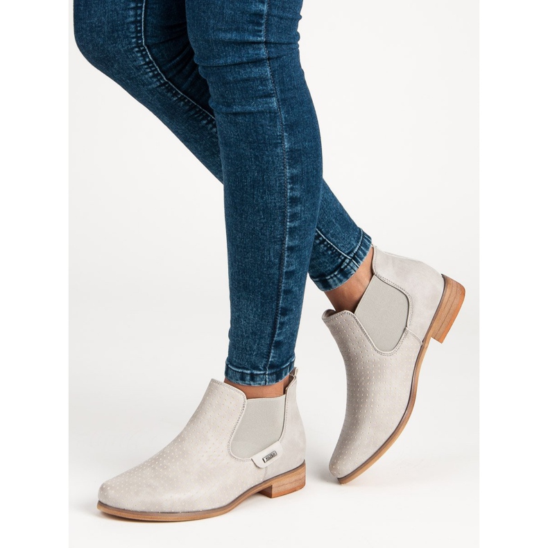 Filippo Beige stövlar med genombrutet grå 1