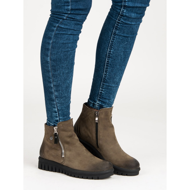 Låga stövlar på VINCEZA -dragkedjan grön 1