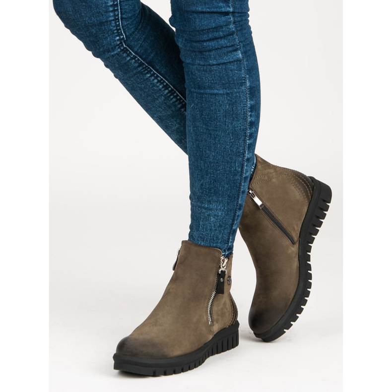 Låga stövlar på VINCEZA -dragkedjan grön 2