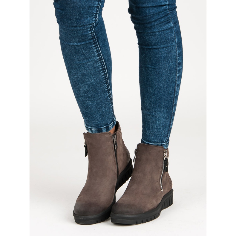 Låga stövlar på VINCEZA -dragkedjan brun 1