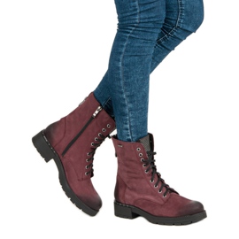 VINCEZA stövlar med snörning röd 2