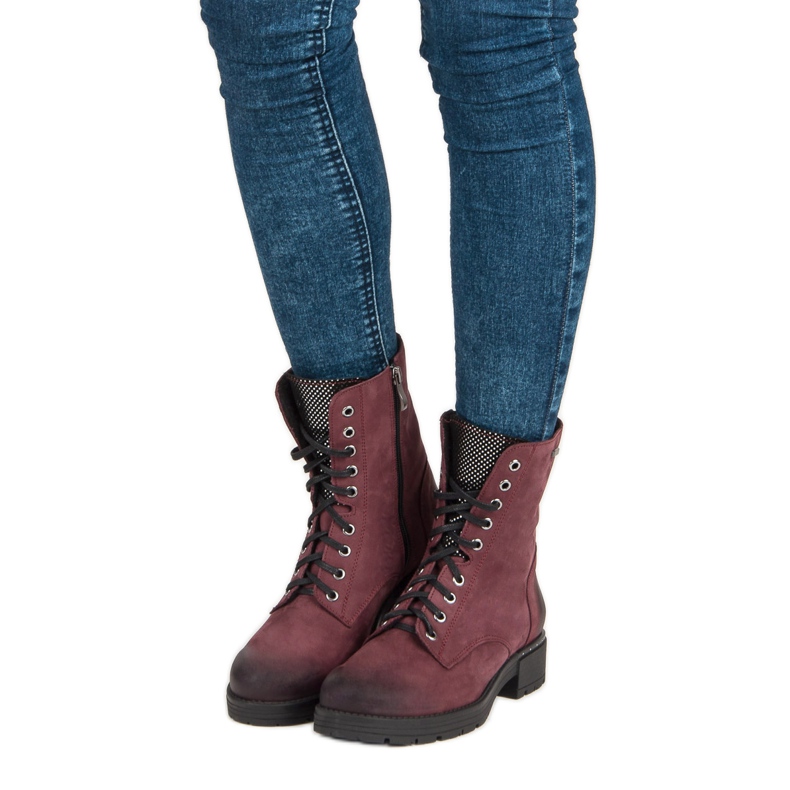 VINCEZA stövlar med snörning röd 1