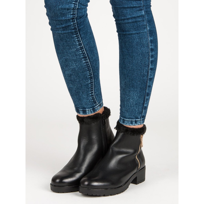 J. Star Moderiktiga stövlar med päls svart 1