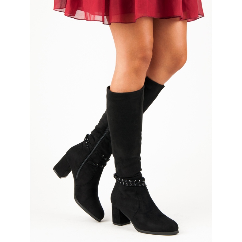 Mocka stövlar på stolpen svart 2