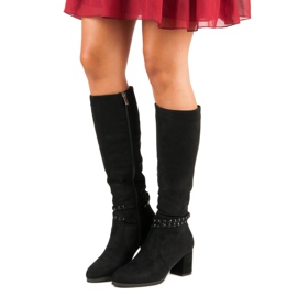 Mocka stövlar på stolpen svart 1