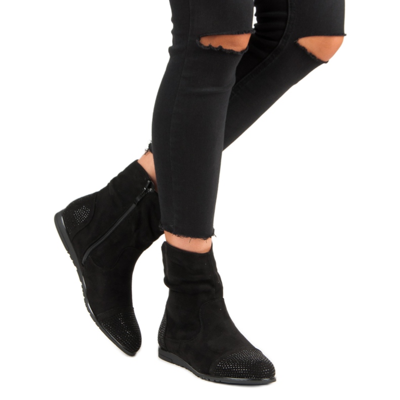 Casual stövlar i mocka svart 2