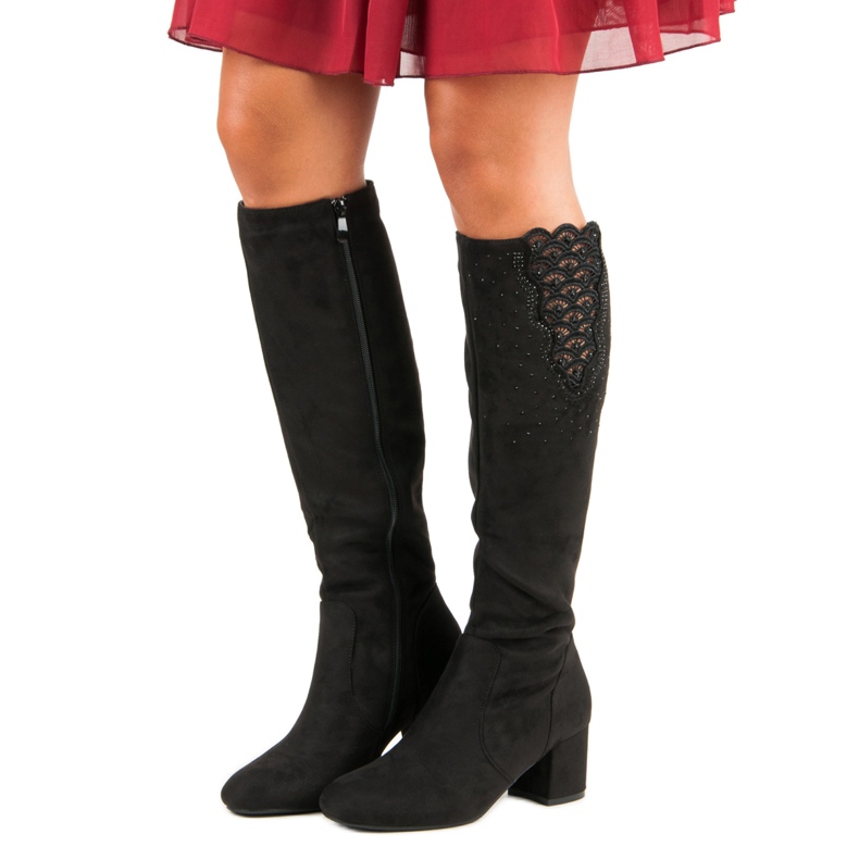 Eleganta högklackade stövlar svart 1