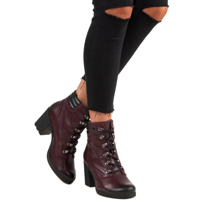 Bekväma VINCEZA högklackade stövlar röd 2