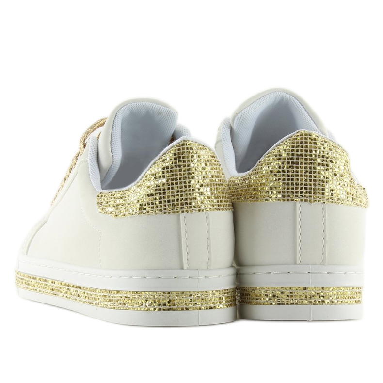 Sneakers i vitt och guld för kvinnor BK-81 WHITE / GULD 1