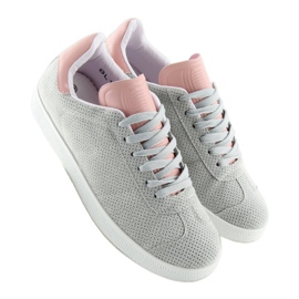 Gråa och rosa damsneakers BL131P GRÅ / ROSA 2