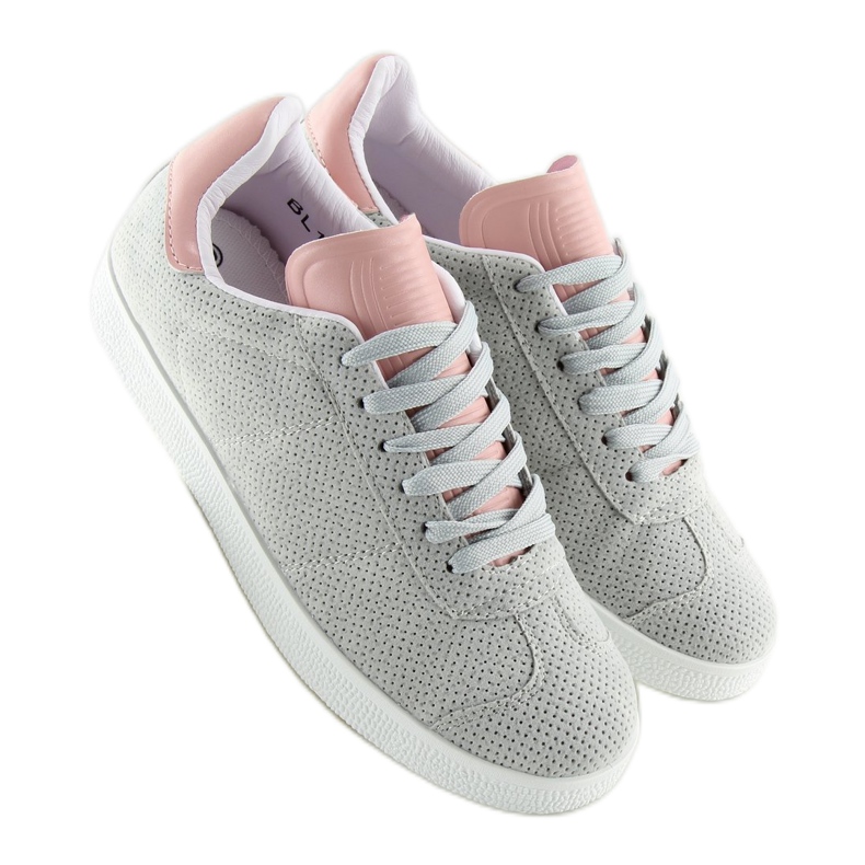 Gråa och rosa damsneakers BL131P GRÅ / ROSA 2