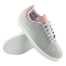Gråa och rosa damsneakers BL131P GRÅ / ROSA 1