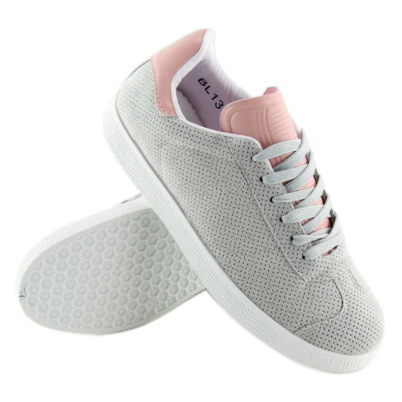 Gråa och rosa damsneakers BL131P GRÅ / ROSA 1