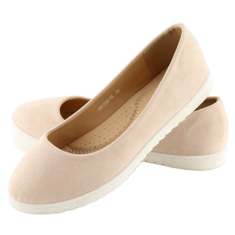 Släta beige ballerinor för kvinnor BH1236-BL Beige 2