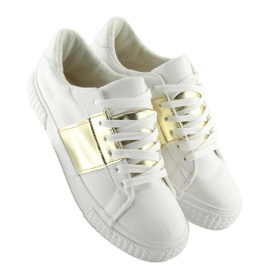 Sneakers i vitt och guld för kvinnor M896 WHITE / GULD 1