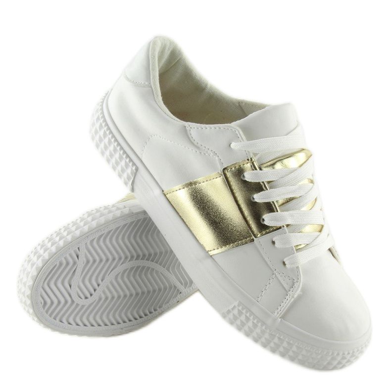 Sneakers i vitt och guld för kvinnor M896 WHITE / GULD 2