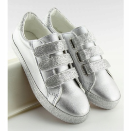 Silver sneakers med kardborreförslutning XL10P Silver grå gul 1