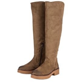 Corina Platta lårstövlar för kvinnor brun 2