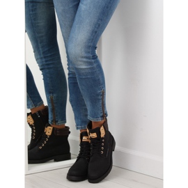 Svarta damstövlar i timmer ZH788 Svart brun 2