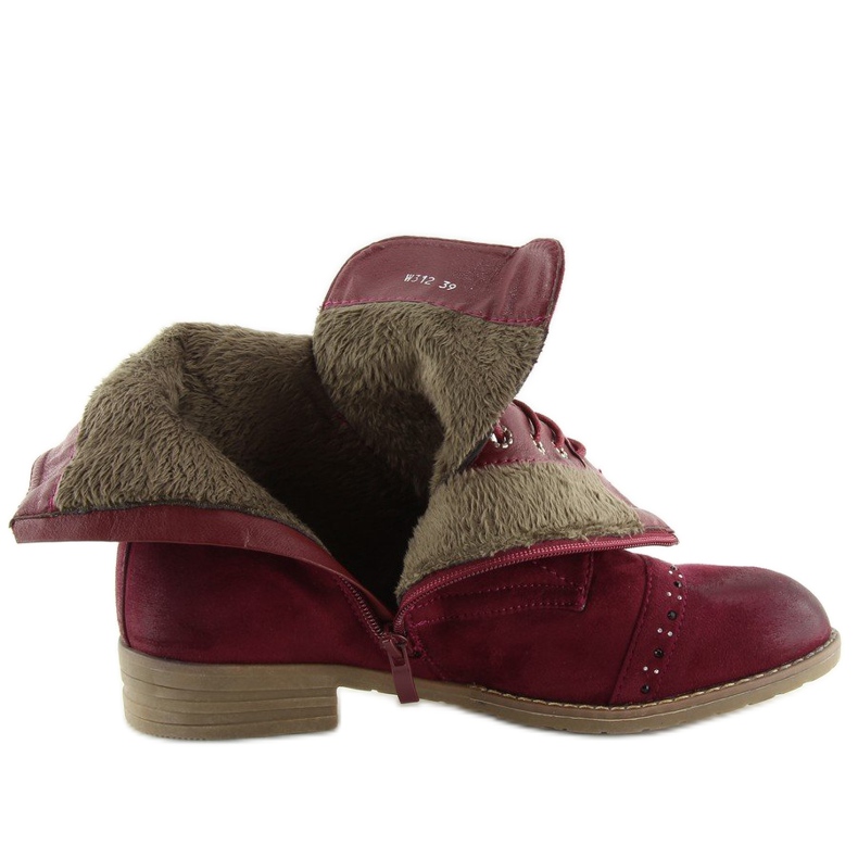 Snörstövlar W312 Vinrött röd 1