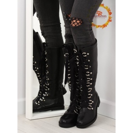 Svarta snörstövlar NC281 svart 1