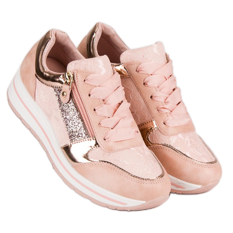 Kayla Sneakers bundna med ett band rosa 1