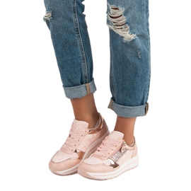 Kayla Sneakers bundna med ett band rosa 2