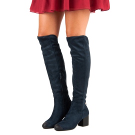 Marinblå lårhöga stövlar från VINCEZA 1